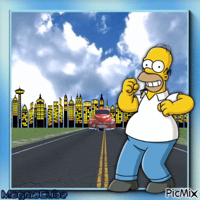 Homer Simpson on the Street - Animovaný GIF zadarmo