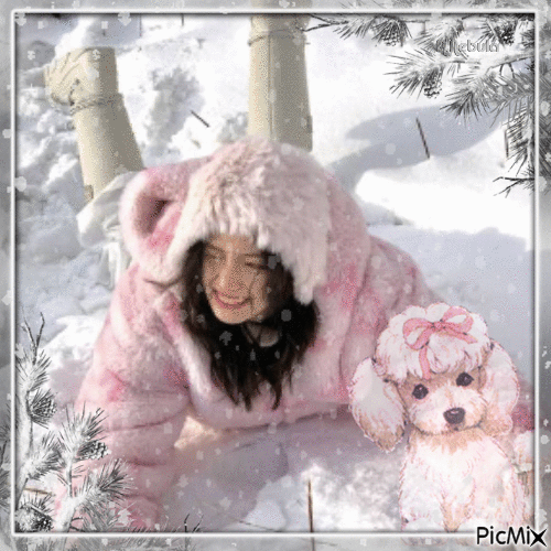 Asian woman in winter - 免费动画 GIF