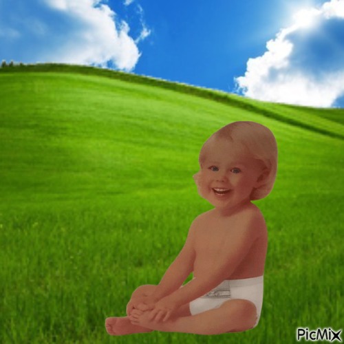 Baby in field - Free PNG