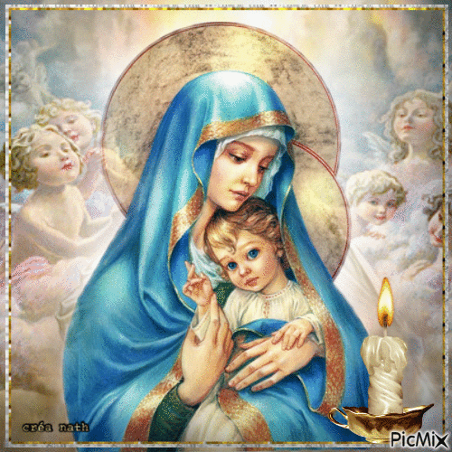 La vierge Marie et un enfant 🙏🙏...concours - GIF animado grátis