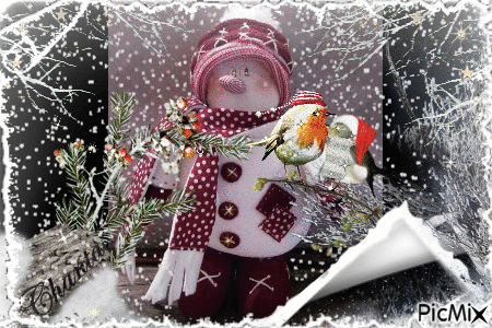 Carte de Noël ...En cadeau pour ceux qui viennent ici en amis... - Animovaný GIF zadarmo