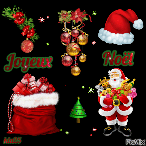 Père Noël et cadeaux - Ingyenes animált GIF