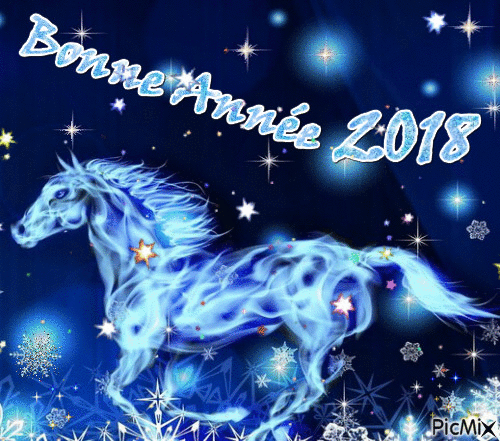 cheval bleu - Бесплатный анимированный гифка