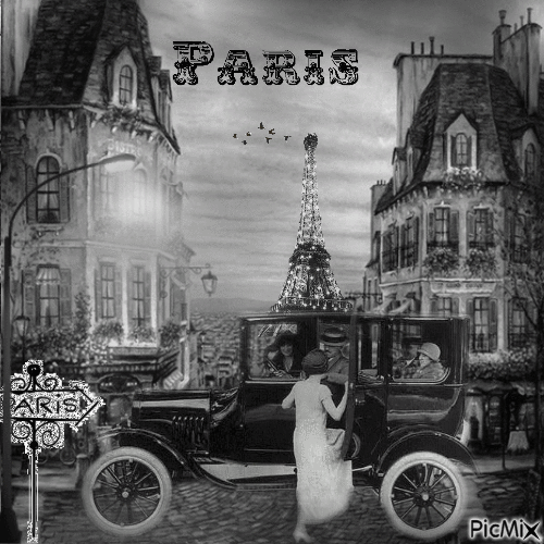 Paris 1920-1930 - Schwarz und Weiß - GIF animado grátis