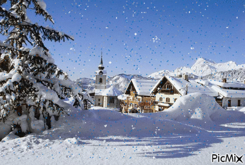 χωριο με χιονι - Безплатен анимиран GIF