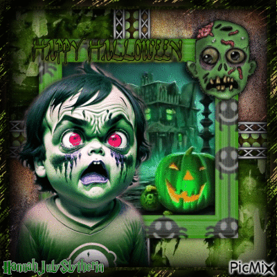 {###}Little Green Halloween Zombie{###} - GIF animasi gratis
