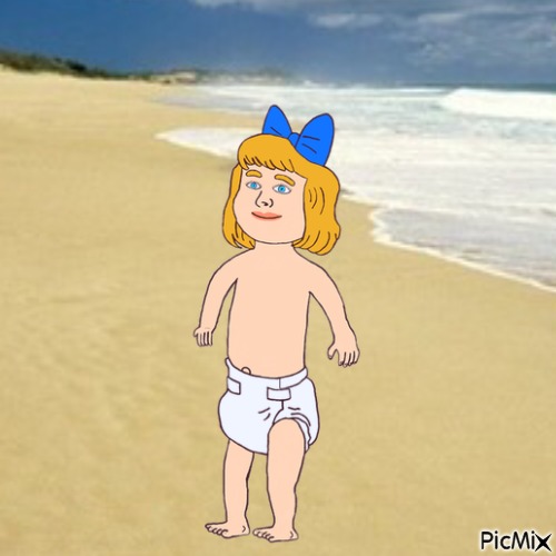 Baby on beach - nemokama png