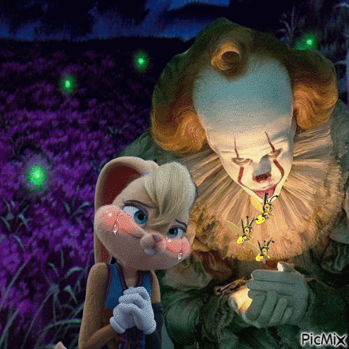 Lola x Pennywise looking at the fireflies - Free animated GIF
