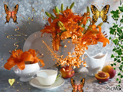 motyle i kawa - Darmowy animowany GIF