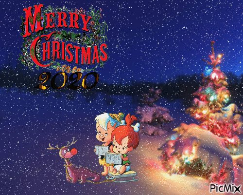 Pebbles and Bamm-Bamm Christmas 2020 - Free animated GIF