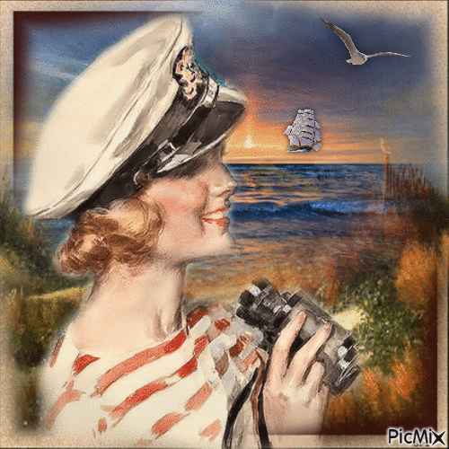 Porträt einer Marinefrau - Vintage - Бесплатни анимирани ГИФ