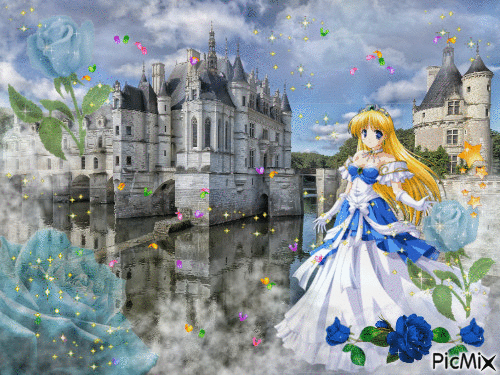 La rose bleue de Chenonceau - Free animated GIF