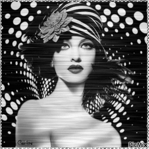 Femme en noir et blanc - Δωρεάν κινούμενο GIF
