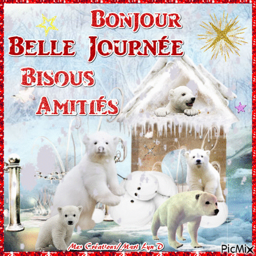 FAMILLE OURS/BONNE JOURNEE/BISOUS/AMITIES - GIF animado gratis