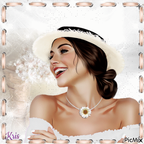 Portrait de femme sur fond blanc animé - Δωρεάν κινούμενο GIF