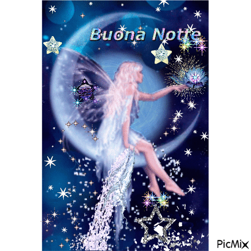 Buona Notte tra stelle luminose - GIF animado grátis