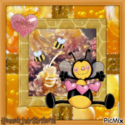 ♥♣♥Cute Bumblebee with Hearts♥♣♥ - Ingyenes animált GIF