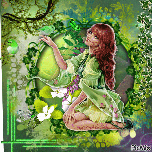 woman and green - Darmowy animowany GIF