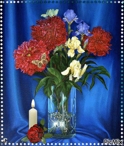 Flowers and Candle - Gratis geanimeerde GIF