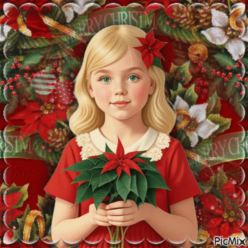 merry christmas poinsettia - 無料のアニメーション GIF