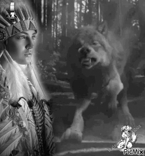 la dama  de los lobos - GIF animado grátis