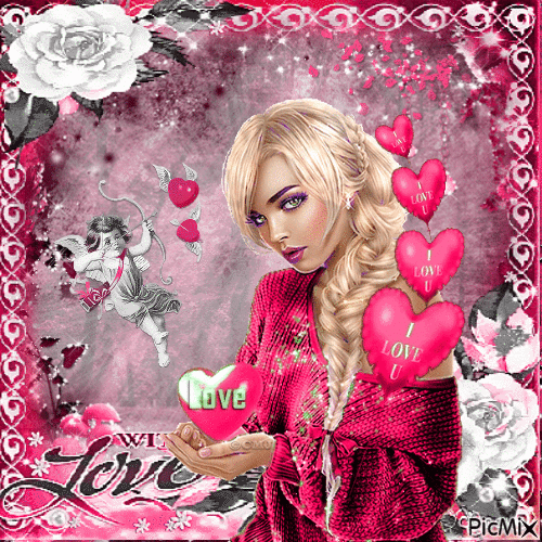 Happy Valentine with Love. - Animovaný GIF zadarmo