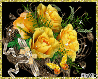 Yellow roses. - Free animated GIF