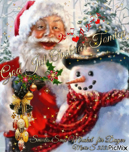 Santa and the Snowman. - Free animated GIF