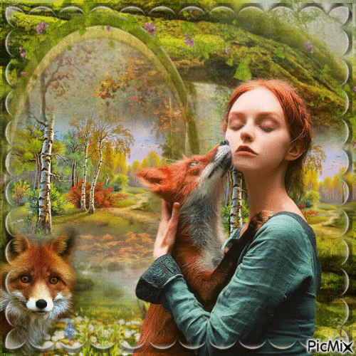 le renard et la fille - 無料のアニメーション GIF