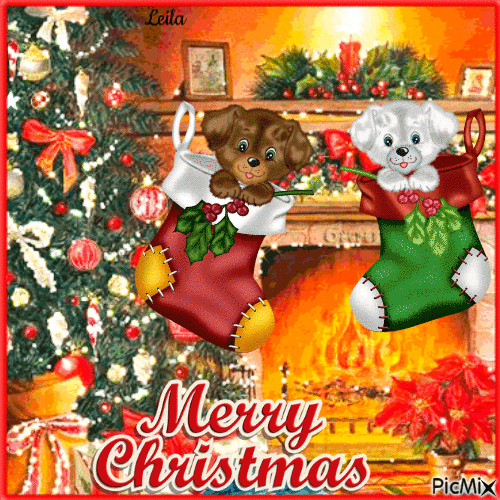 Merry Christmas. Dogs - Бесплатни анимирани ГИФ