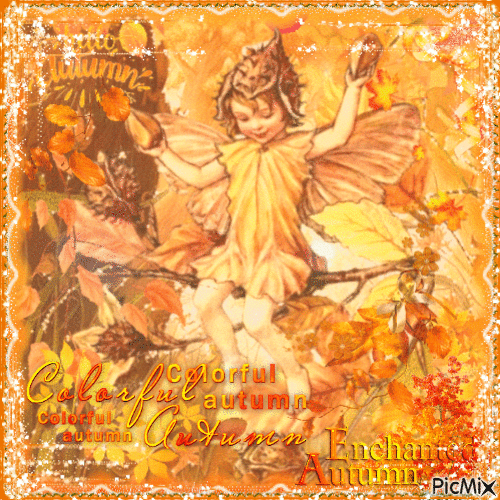 Autumn Fairy in Orange shades - Ingyenes animált GIF