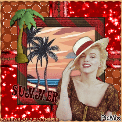 {Marilyn Monroe - Summer in Red & Brown Tones} - Gratis animerad GIF