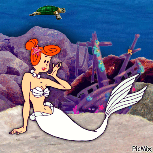 Wilma Flintstone mermaid - Animovaný GIF zadarmo