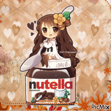 Anime girl nutella - Бесплатный анимированный гифка