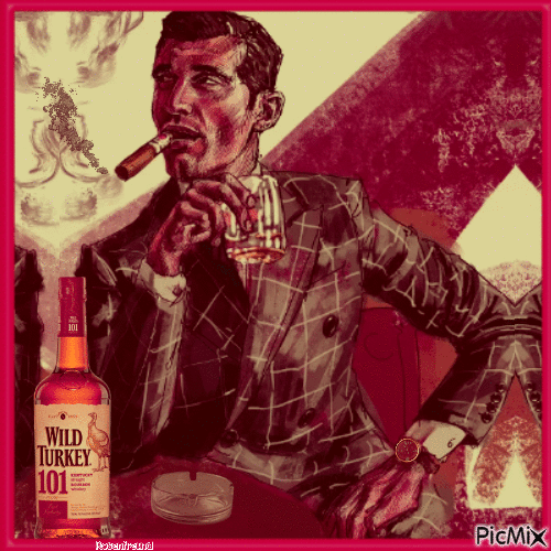 Mann Whiskey und Zigarre - GIF animado grátis