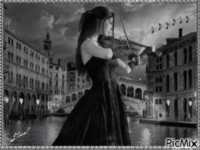 femme au violon - Free animated GIF