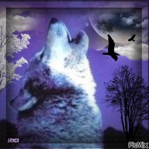 Le loup et la lune - фрее пнг