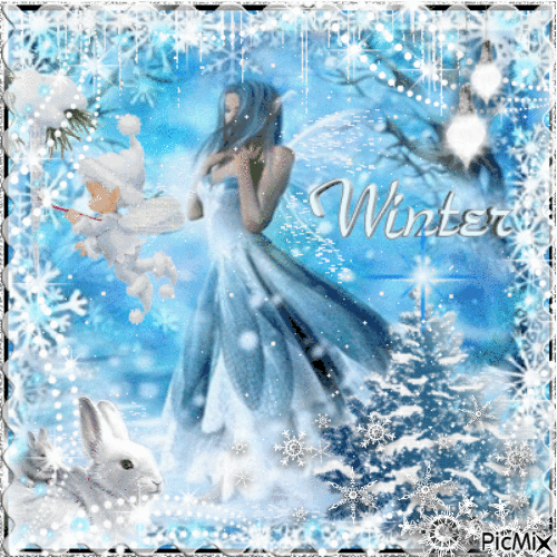 Winter Fantasy Blue and white - Free animated GIF