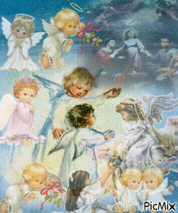 ANGELS HARD AT WORK...FRAMED IN RED AND SPARKLES - GIF animate gratis