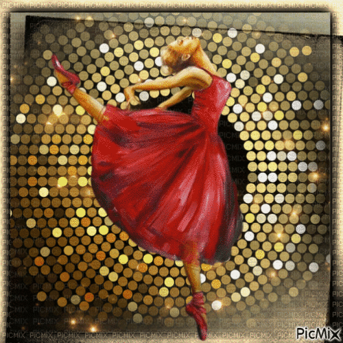 Ballet - Couleurs rouge, or et noir. - Δωρεάν κινούμενο GIF
