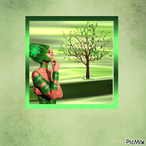 Portrait of a woman in green - GIF animate gratis