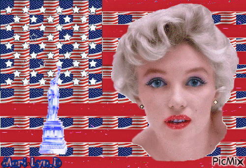 marilyn monroe  ...drapeau americain - Free animated GIF