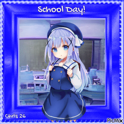 School day.. anime girl - GIF เคลื่อนไหวฟรี
