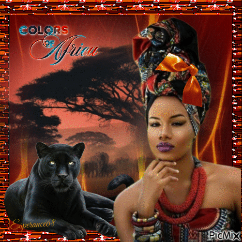 🌍 Catarinda et sa panthère noire Baraka 🌍 - GIF animé gratuit