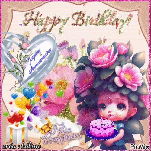 Joyeux Anniversaire  _  Happy Birthday ......... ♥ - GIF animasi gratis