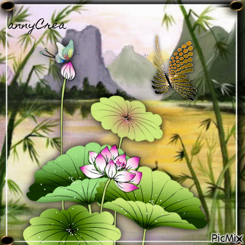 La fleur et le papillon - Zdarma animovaný GIF