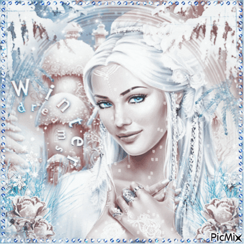 Winter woman blue eyes - 免费动画 GIF