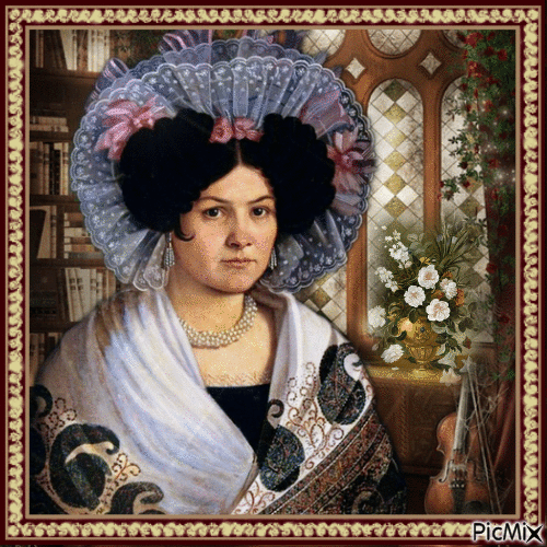 Vintage... Elegante Dame mit Spitzenhaube - Δωρεάν κινούμενο GIF