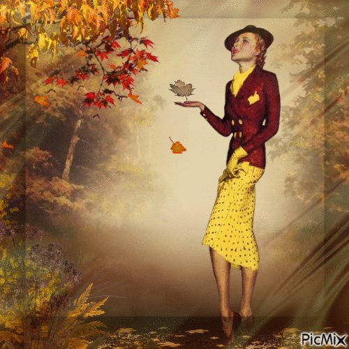 Autumn Lady - Безплатен анимиран GIF