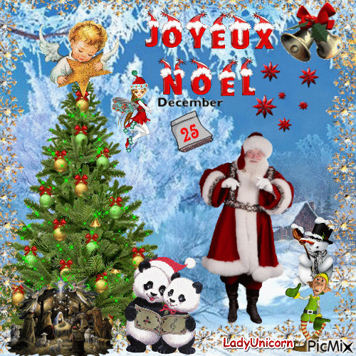The Dancing Santa Claus and Elf - GIF animé gratuit